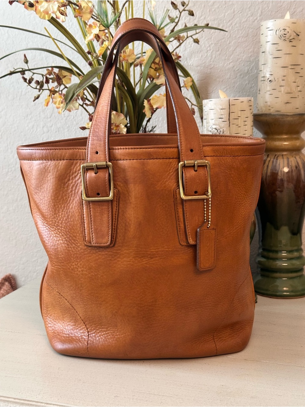 Coach 9600 “Hamilton Millbrook” Leather Tote with Brass Hardware